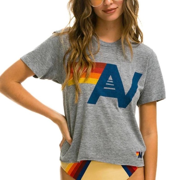 Aviator Nation- Grey Logo Boyfriend Tee - Size XL - Picture 2 of 4
